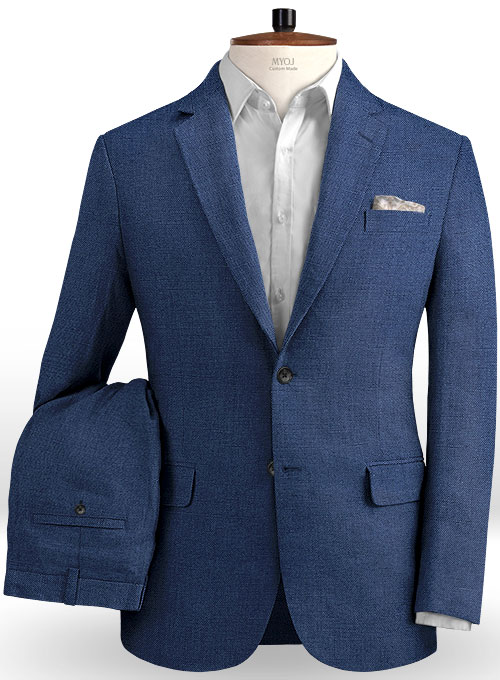 Safari Royal Blue Cotton Linen Suit : Made To Measure Custom Jeans For ...