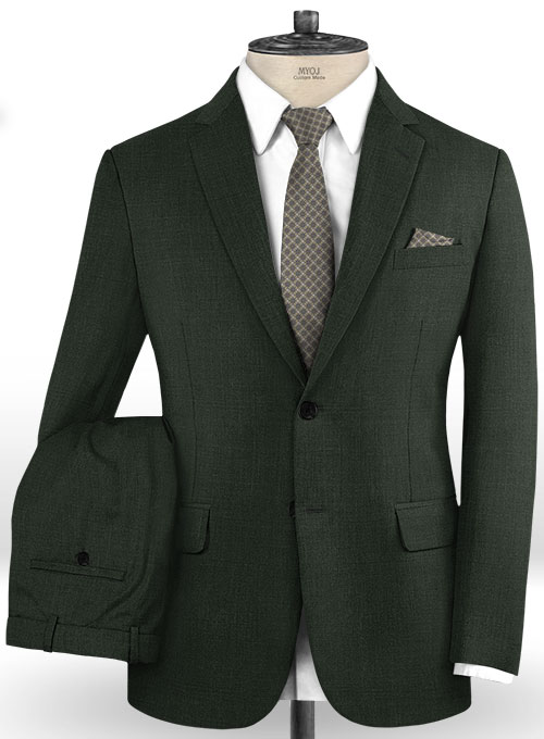 Sharkskin Dark Green Wool Suit : Made To Measure Custom Jeans For Men ...