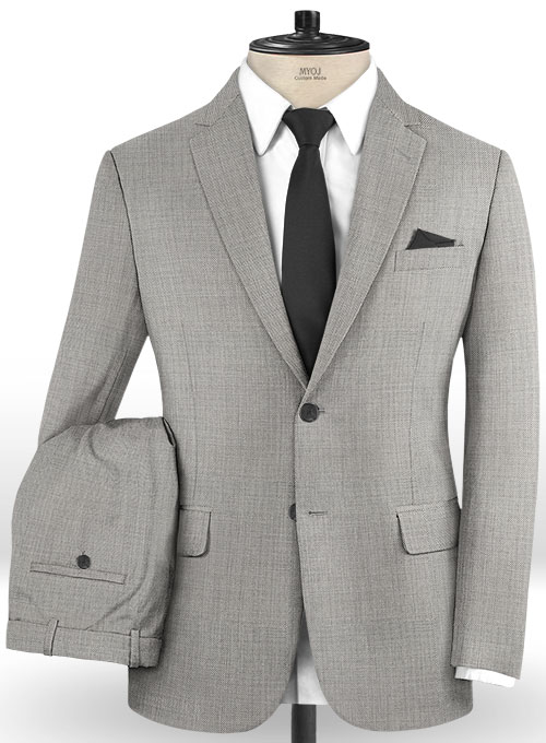 Sharkskin Light Gray Wool Suit