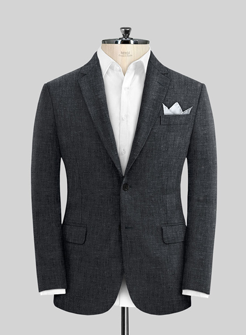 Slate Gray Pure Linen Suit