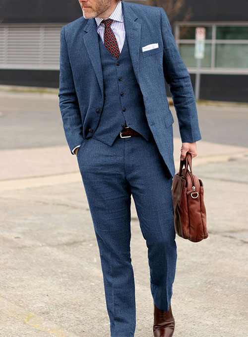 Solbiati Denim Mid Blue Linen Suit