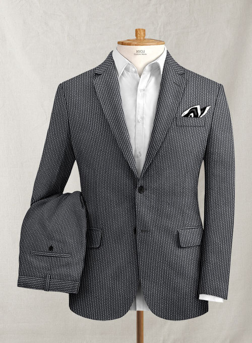 Solbiati Gray Blue Seersucker Suit