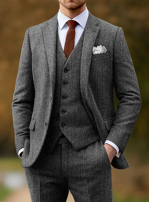 Vintage Gray Macro Weave Tweed Suit