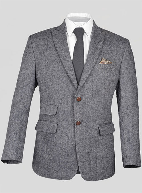 Vintage Herringbone Blue Tweed Jacket