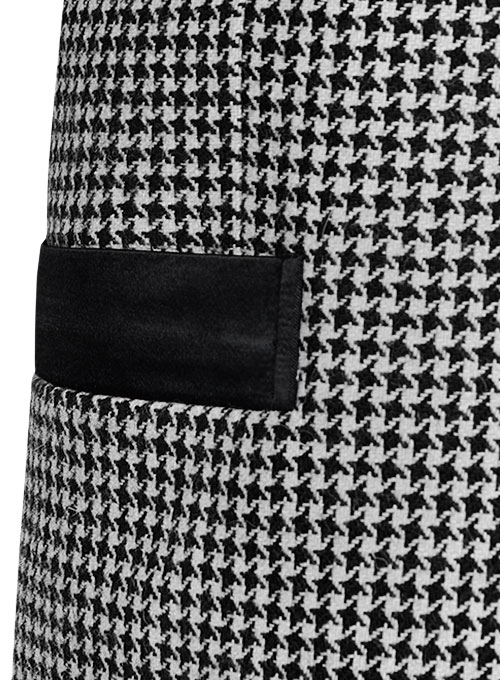 Vintage Houndstooth Tweed Nehru Tuxedo Jacket