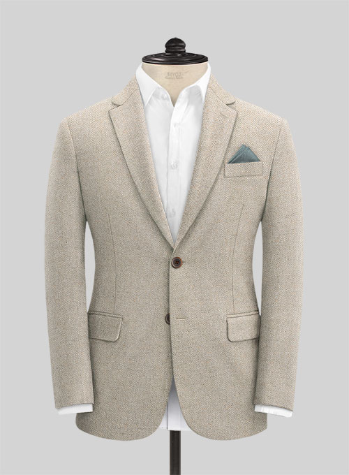 Vintage Herringbone Light Beige Tweed Suit