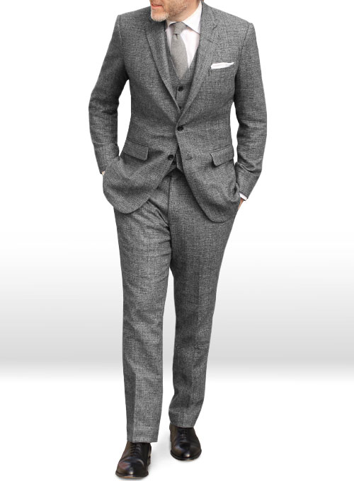 gray tweed suit