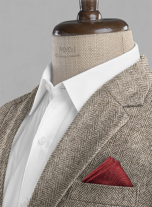 Vintage Herringbone Brown Tweed Suit