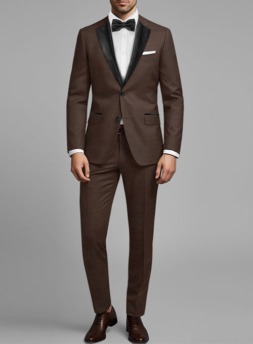 Worsted Brown Wool Tuxedo Suit