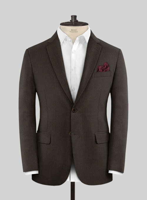 Worsted Dark Brown Wool Suit