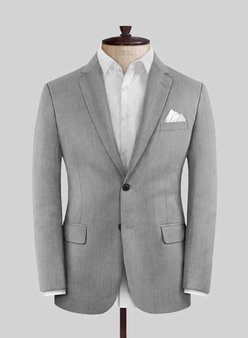 Worsted Light Gray Wool Suit